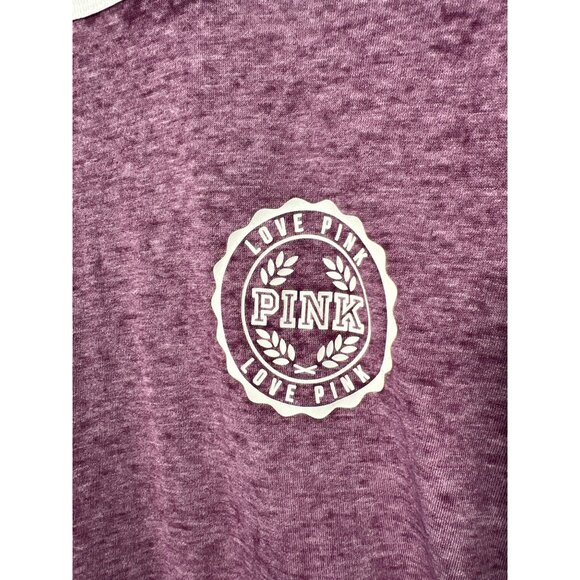 PINK Victorias Secret Crewneck Short Sleeve Ringer T Shirt Womens M Burnout Tee - Picture 3 of 9